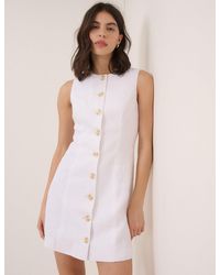 Nobody's Child - Linen-Blend Button Front Mini Dress - Lyst