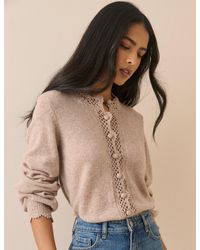 Nobody's Child - Wool-Blend Crochet Trim Crew Neck Cardigan - Lyst