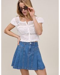 Nobody's Child - Denim Pleated Mini Skirt - Lyst