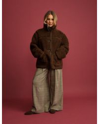 Nobody's Child - Funnel Neck Faux Shearling Coat - Lyst