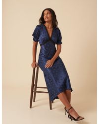 Nobody's Child - Polka Dot Jacquard Angela Midi Dress - Lyst