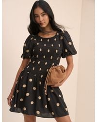 Nobody's Child - Polka Dot Shirred Landy Mini Dress - Lyst