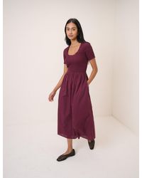 elizabeth scarlett white ruched shell print christine midi dress Nobody's Child Elizabeth Scarlett Ruched Shell Print Christine Midi Dress  in Natural