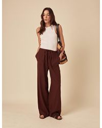 Nobody's Child - Linen-Blend Wide Leg Trousers - Lyst