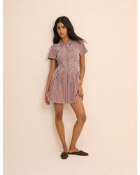 Nobody's Child - Burgundy Gingham Shirred Ioni Mini Dress - Lyst