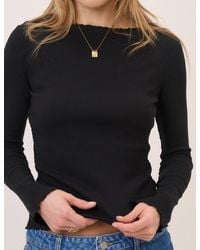Nobody's Child - Boat Neck Frill Ribbed Top - Lyst