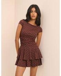 Nobody's Child - Polka Dot Drop Waist Jersey Yuki Mini Dress - Lyst