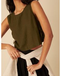 Nobody's Child - Linen-Blend Side Tie Sleeveless Top - Lyst