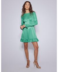 Nobody's Child - Satin Long Sleeve Frill Bella Mini Dress - Lyst