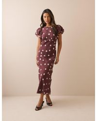 Nobody's Child - Polka Dot Frill Sleeve Lola Midi Dress - Lyst