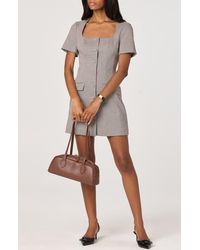 Astr - Houndstooth Short Sleeve Button-Up Minidress - Lyst