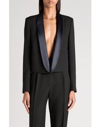 Tom Ford - Wool Grain De Poudre Crop Tuxedo Jacket - Lyst