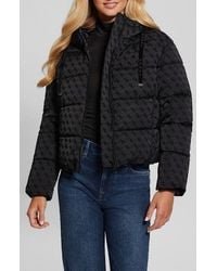 Guess - Daisy Flock Logo Puffer Coat - Lyst