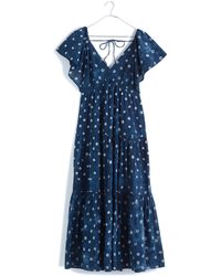 Madewell - Shibori Tie Back Tiered Cotton Midi Dress - Lyst