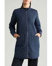 Zella - Longline Water Resistant Quilted Bomber Jacket - Lyst