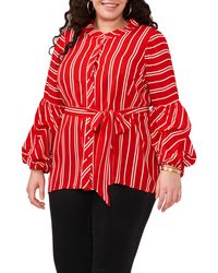 Vince Camuto - Stripe Balloon Sleeve Button-up Top - Lyst