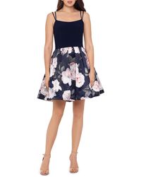 xscape embroidered cutout fit & flare dress