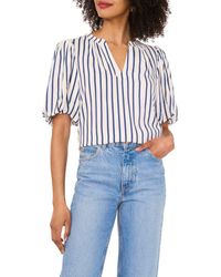Vince Camuto - Stripe Puff Sleeve Top - Lyst
