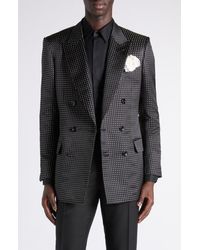 Tom Ford - Polka Dot Jacquard Duchesse Mulberry Silk Double Breasted Jacket - Lyst