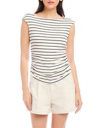 Fifteen Twenty - Tasha Stripe Ruched Side Top - Lyst