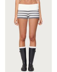 Edikted - Saphi Stripe Foldover Waist Knit Shorts - Lyst