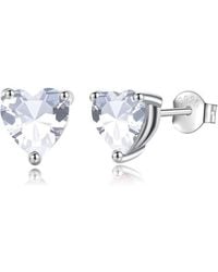 Donatello Gian - Solid Sterling Created Gemstone Heart Stud Earrings - Lyst