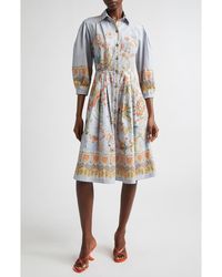 Etro - Floral Print Cotton Shirtdress - Lyst
