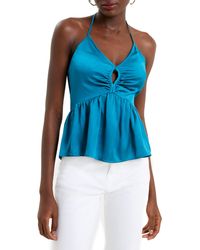 French Connection - Inu Satin Cutout Halter Top - Lyst