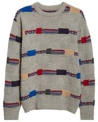 Beams Plus - Fair Isle Stripe Jacquard Wool Blend Sweater - Lyst