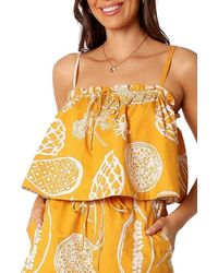 Petal & Pup - Honey Mixed Print Cotton & Linen Top - Lyst