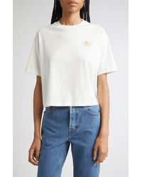 Burberry - Embroidered Ekd Crop Cotton T-Shirt - Lyst