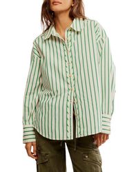Free People - Varsity Vibes Stripe Oversize Button-Up Shirt - Lyst
