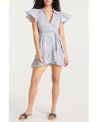 Cinq À Sept - Lila Stripe Asymmetric Ruffle Minidress - Lyst