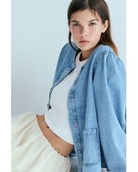 H&M - Puff-Sleeved Denim Jacket - Lyst
