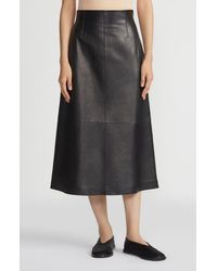 Lafayette 148 New York - High Waist Napa Lambskin Leather A-Line Midi Skirt - Lyst