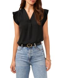 Vince Camuto - Ruffle Sleeve Satin Top - Lyst