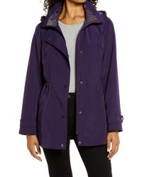 Gallery - Cinched Waist Hooded Water Resistant Raincoat - Lyst