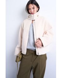 TOPSHOP - Bouclé Tab Detail Bomber Jacket - Lyst