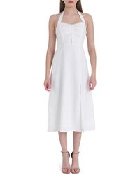 Wayf - Simone Halter Neck Linen Midi Dress - Lyst