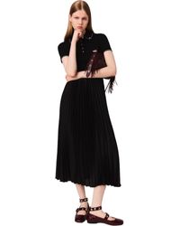 Maje - Pleated Maxi Dress With Polo Collar - Lyst