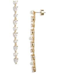 Nordstrom - Cubic Zirconia & Faux Pearl Linear Drop Earrings - Lyst
