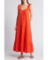 Caslon - Caslon(r) Ruffle Tiered Cotton Maxi Dress - Lyst
