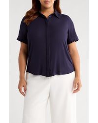 UNIVERSAL STANDARD - Chelsea Short Sleeve Jersey Button-Up Shirt - Lyst