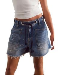 Free People - Moxie Distressed High Waist Denim Cutoff Shorts - Lyst