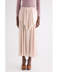 Chloé - Fluid Washed Silk Satin Layered Midi Skirt - Lyst