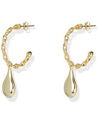 Argento Vivo Sterling Silver - Chain Link Teardrop Hoop Earrings - Lyst