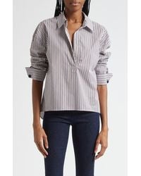Veronica Beard - Draymond Stripe Stretch Cotton Blend Shirt - Lyst