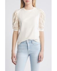 FRAME - Frankie Lace Puff Sleeve T-shirt - Lyst