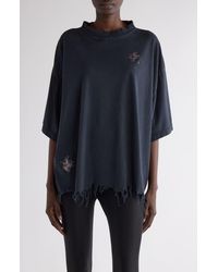 Balenciaga - Nail Polish Distressed Crop Logo Graphic T-Shirt - Lyst