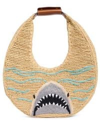 STAUD - Large Raffia Moon Shoulder Bag - Lyst